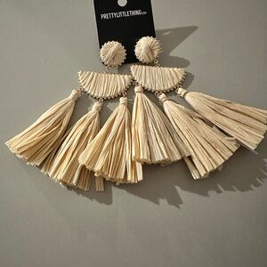 PrettyLittleThing Beige Tassel Earrings